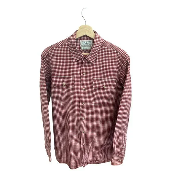 Polo Ralph Lauren Authentic Dungarees Men’s Shirt Red Plaid Flannel Cotton Tag S - Picture 1 of 5